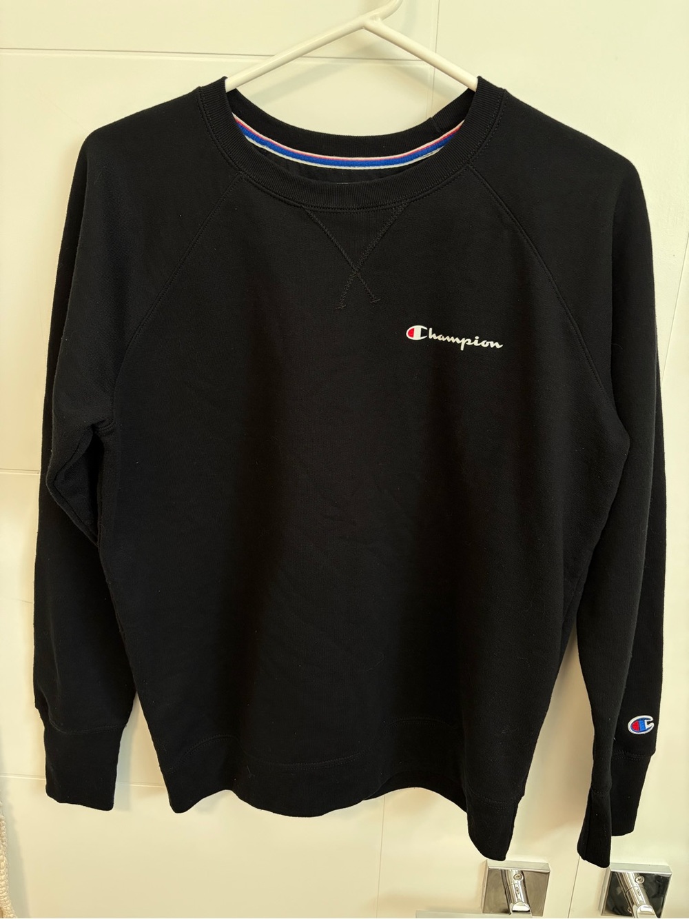 Champion Black Crewneck Sweatshirt with Small Script Logo